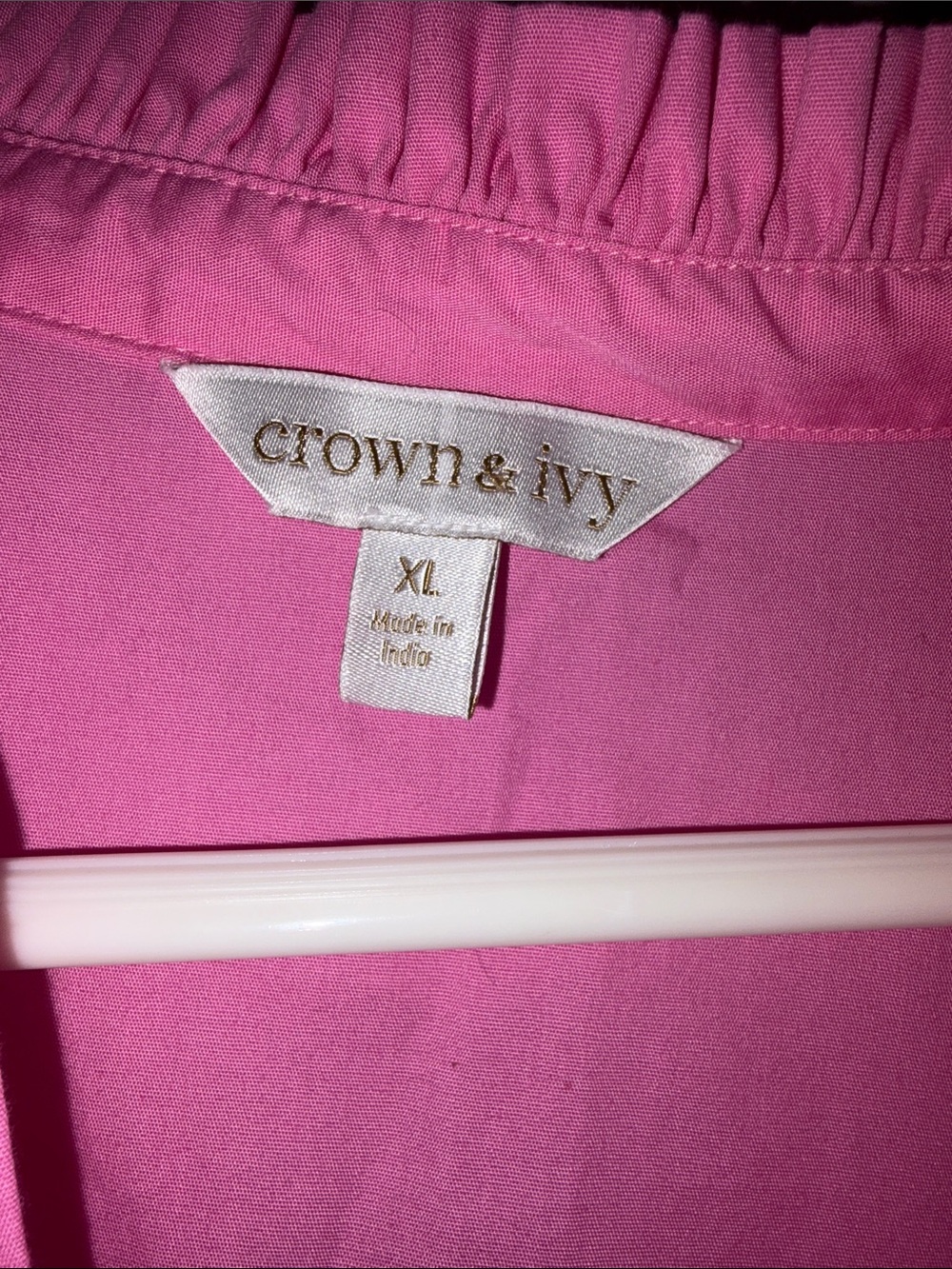 crown & ivy Bright Pink Ruffle-Trim Split-Neck Blouse - Picture 2 of 6